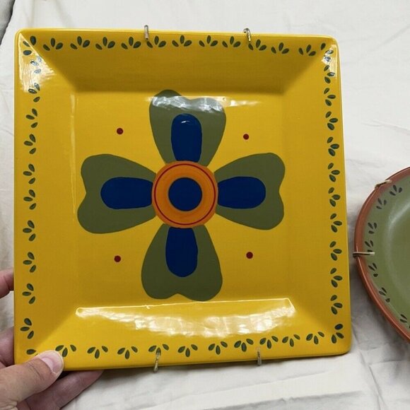 Baja Collection Round & Square Floral Plate Set (2) - Picture 12 of 12